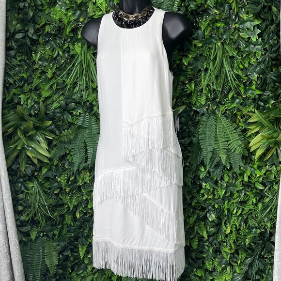 JOIE Dress‎ Women 8 White Fringe Layered Sheath Fringe A Line Coctail 2097 - Picture 1 of 10